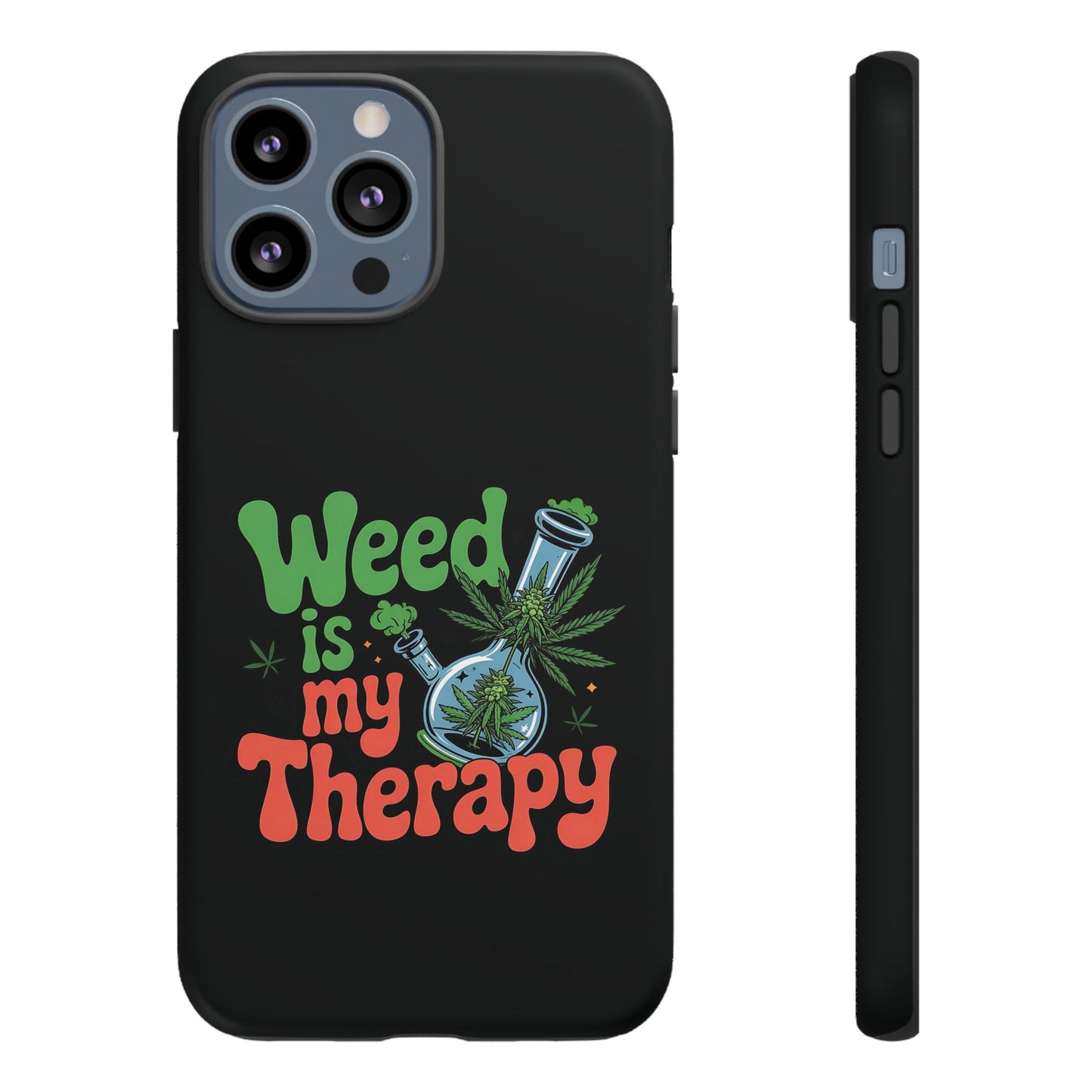 Phone Case — "Weed Is My Therapy" Retro Cannabis Design