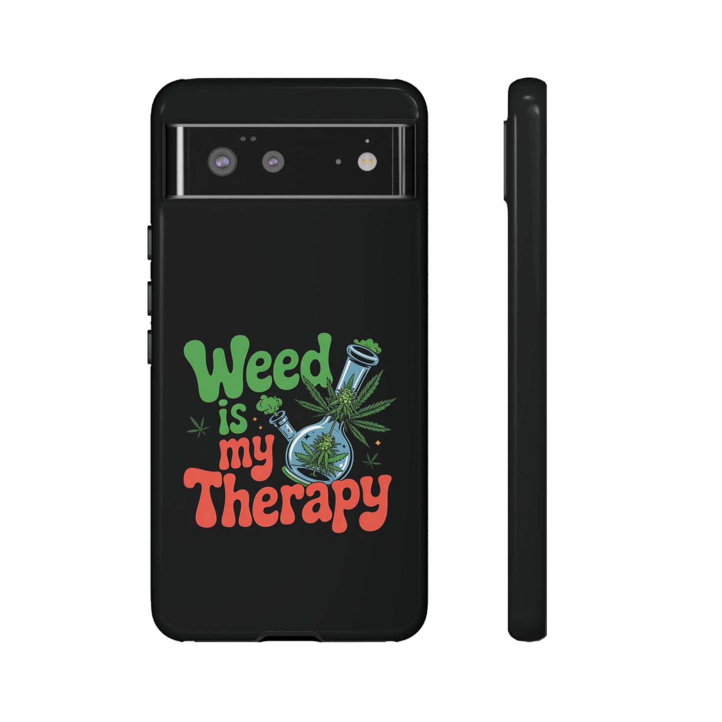Phone Case — "Weed Is My Therapy" Retro Cannabis Design