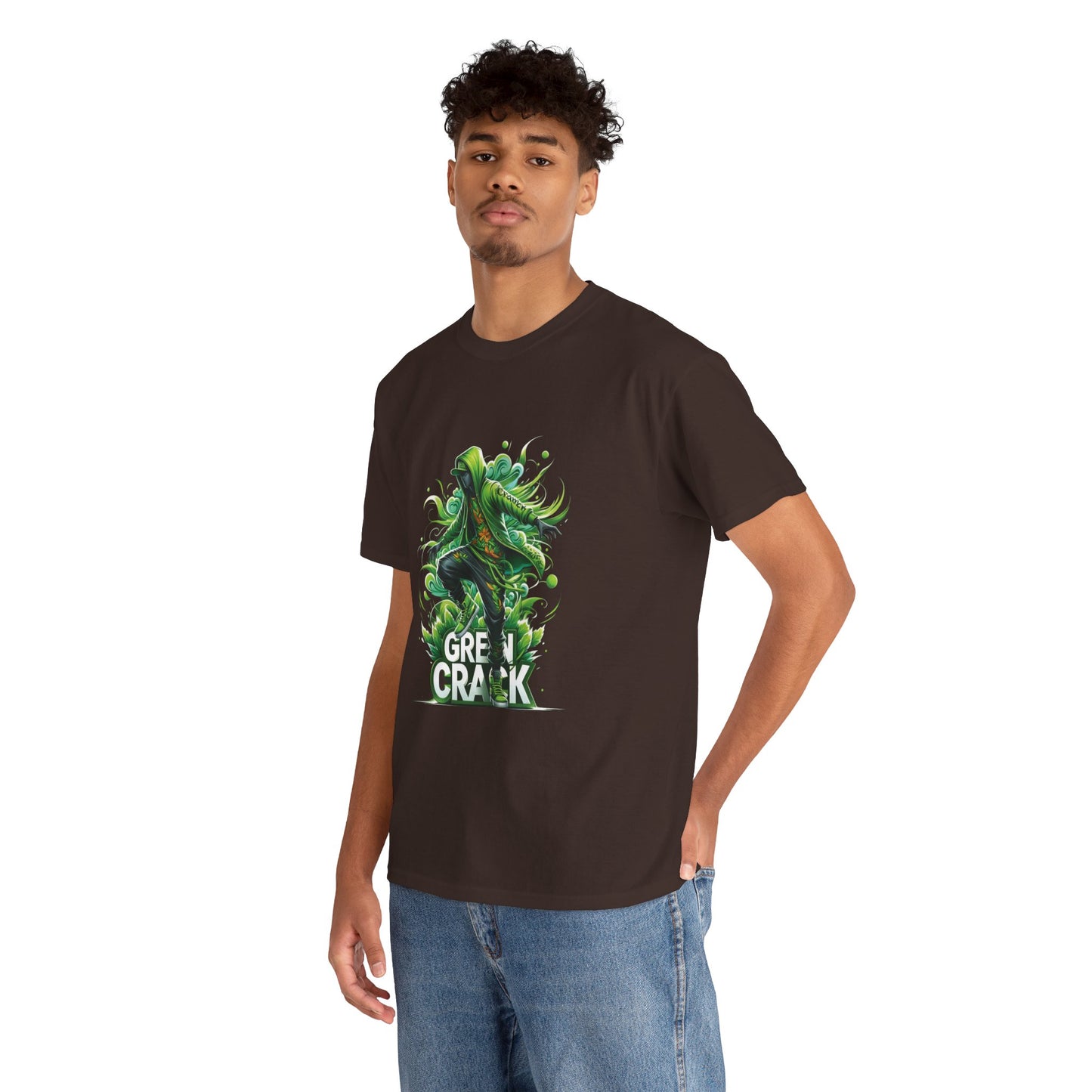 Green Crack Skateboarder T-Shirt — Urban Skate Tee with 'GREEN CRACK' Graphic