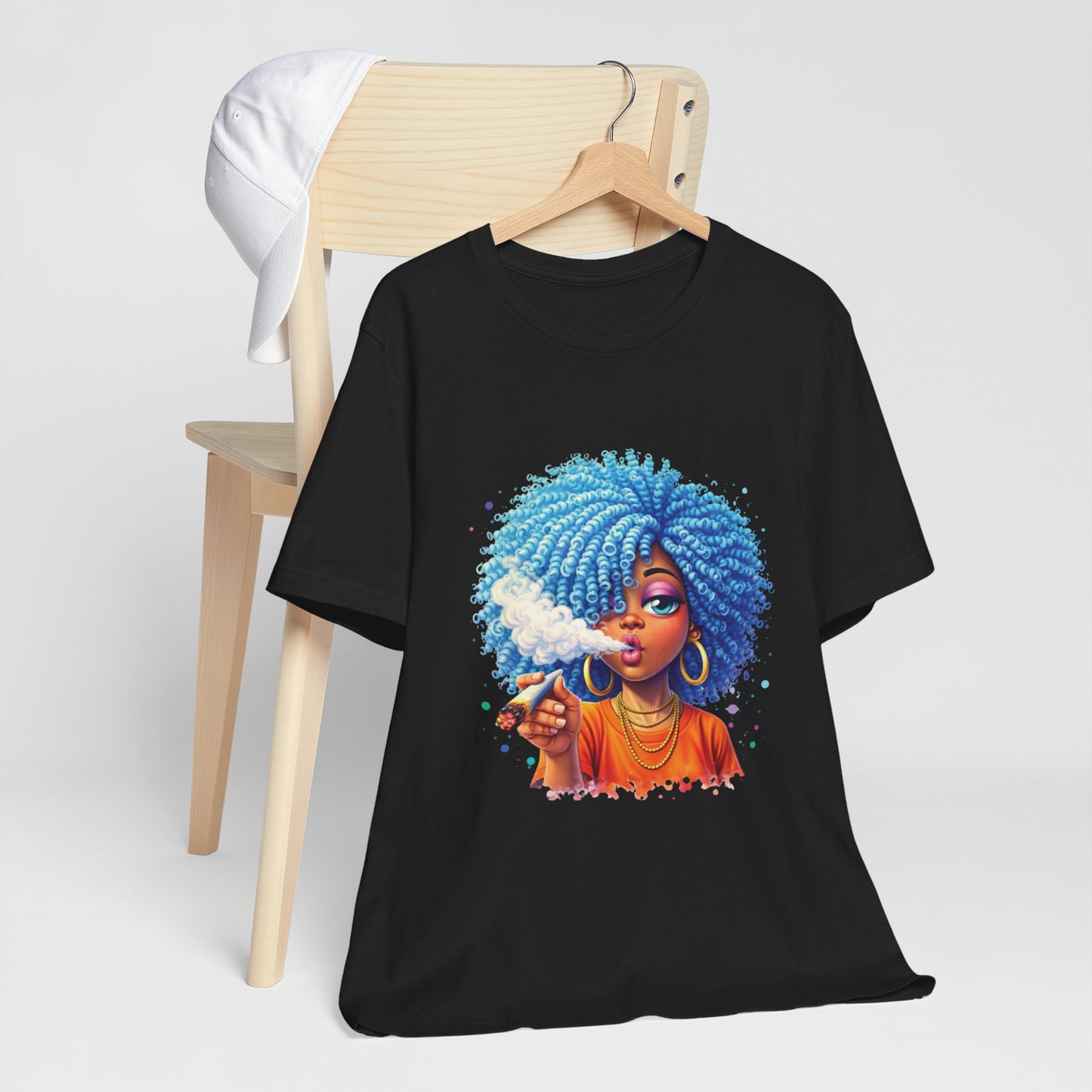Afro Puff Vibes T-Shirt — Cool Blue Hair Graphic Tee