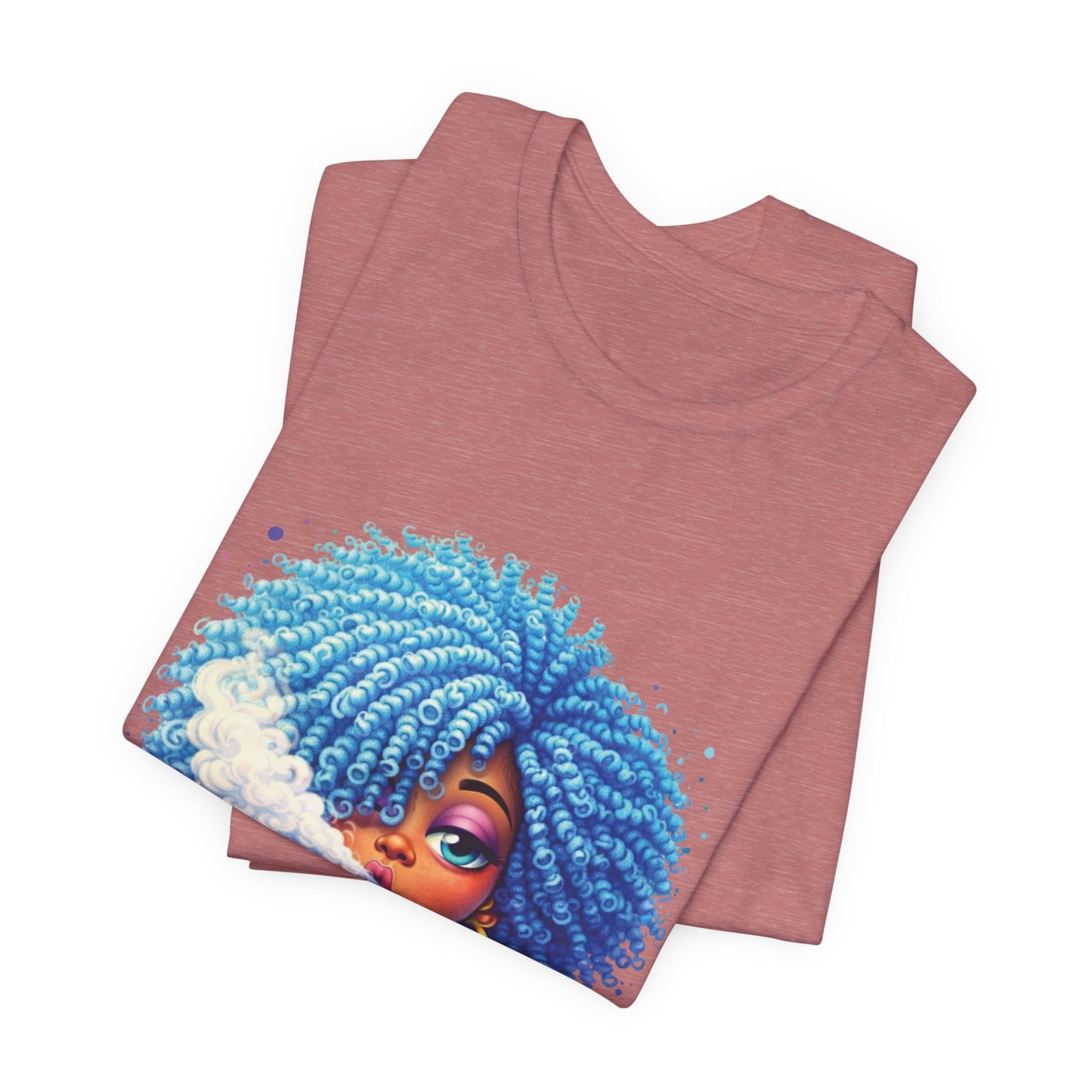 Afro Puff Vibes T-Shirt — Cool Blue Hair Graphic Tee