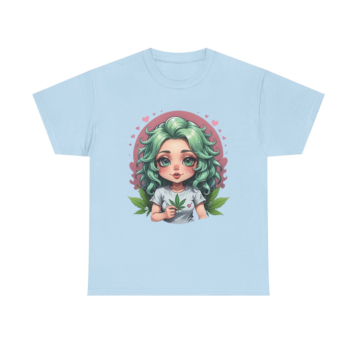 Plant Girl Cute Tee — Green Hair Anime Girl Graphic T-Shirt