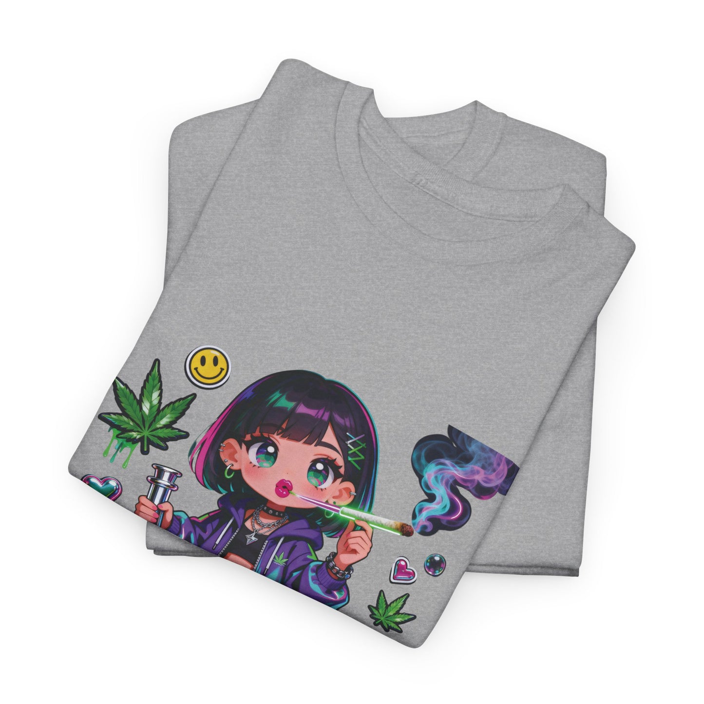 Graphic Tee — Cute Grunge Girl with 420 Art (Kawaii Stoner Aesthetic)