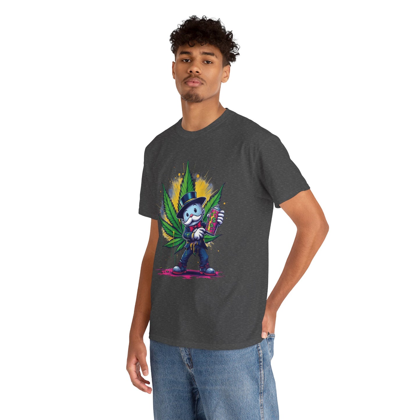 Cute Stoner Holiday Tee with Leaf and Spray Can