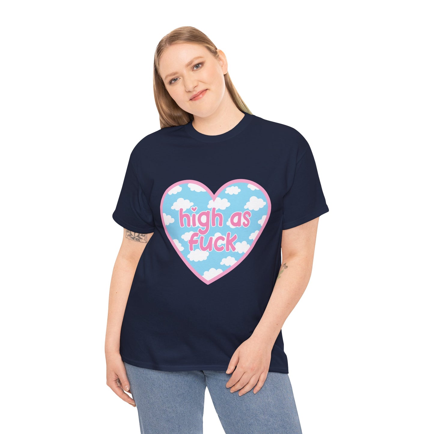 High as F*** Heart Tee — Cute Pastel Cloud Graphic T-Shirt