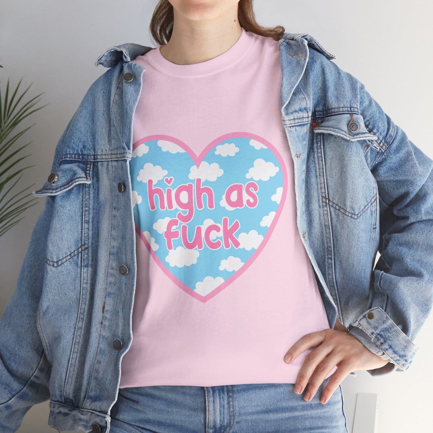 High as F*** Heart Tee — Cute Pastel Cloud Graphic T-Shirt