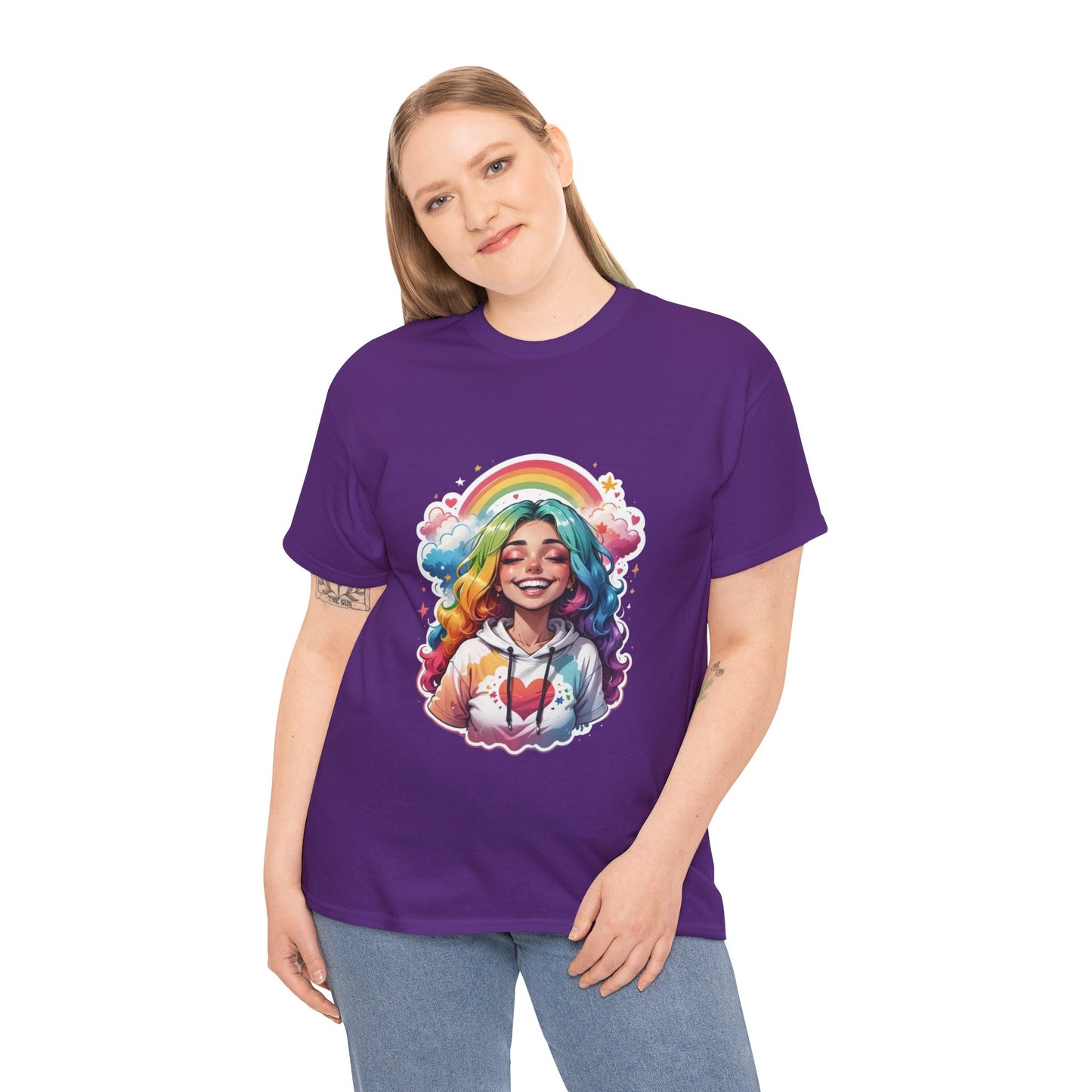 Rainbow Girl T-Shirt — Colorful Smiling Portrait Tee