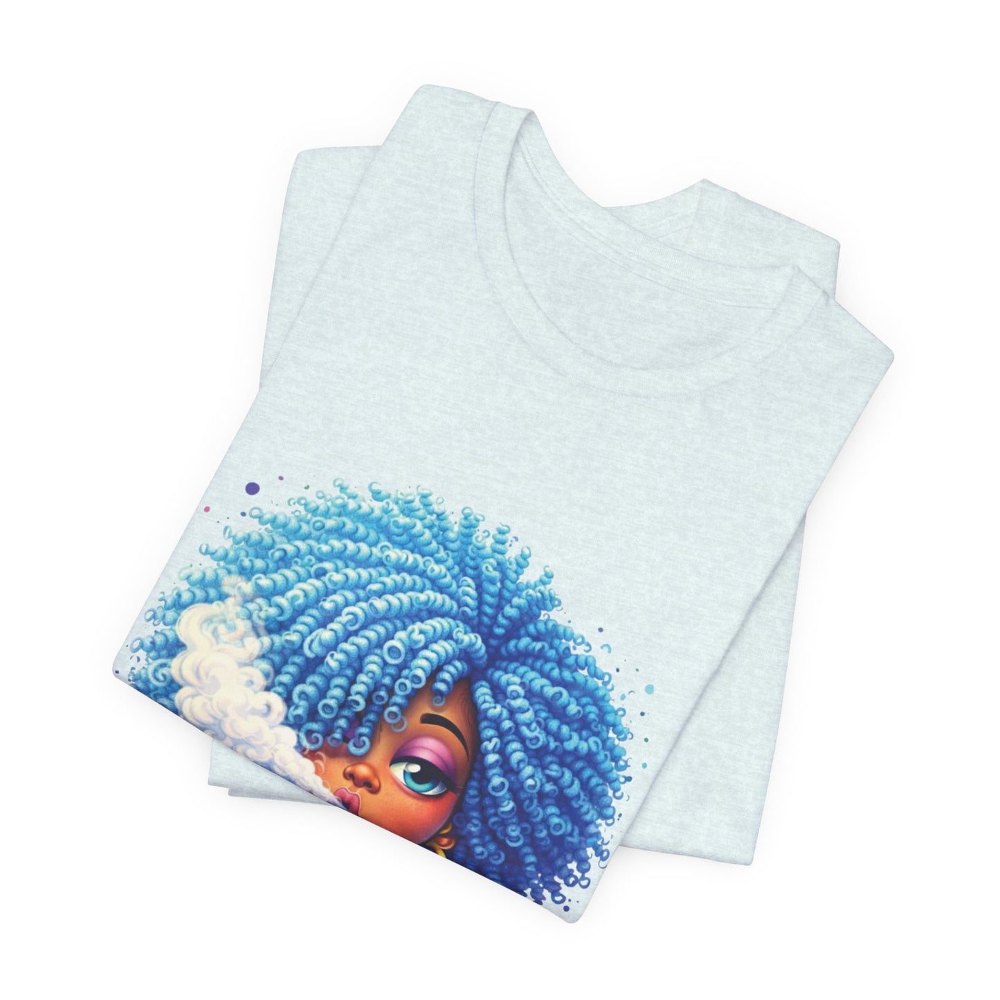 Afro Puff Vibes T-Shirt — Cool Blue Hair Graphic Tee
