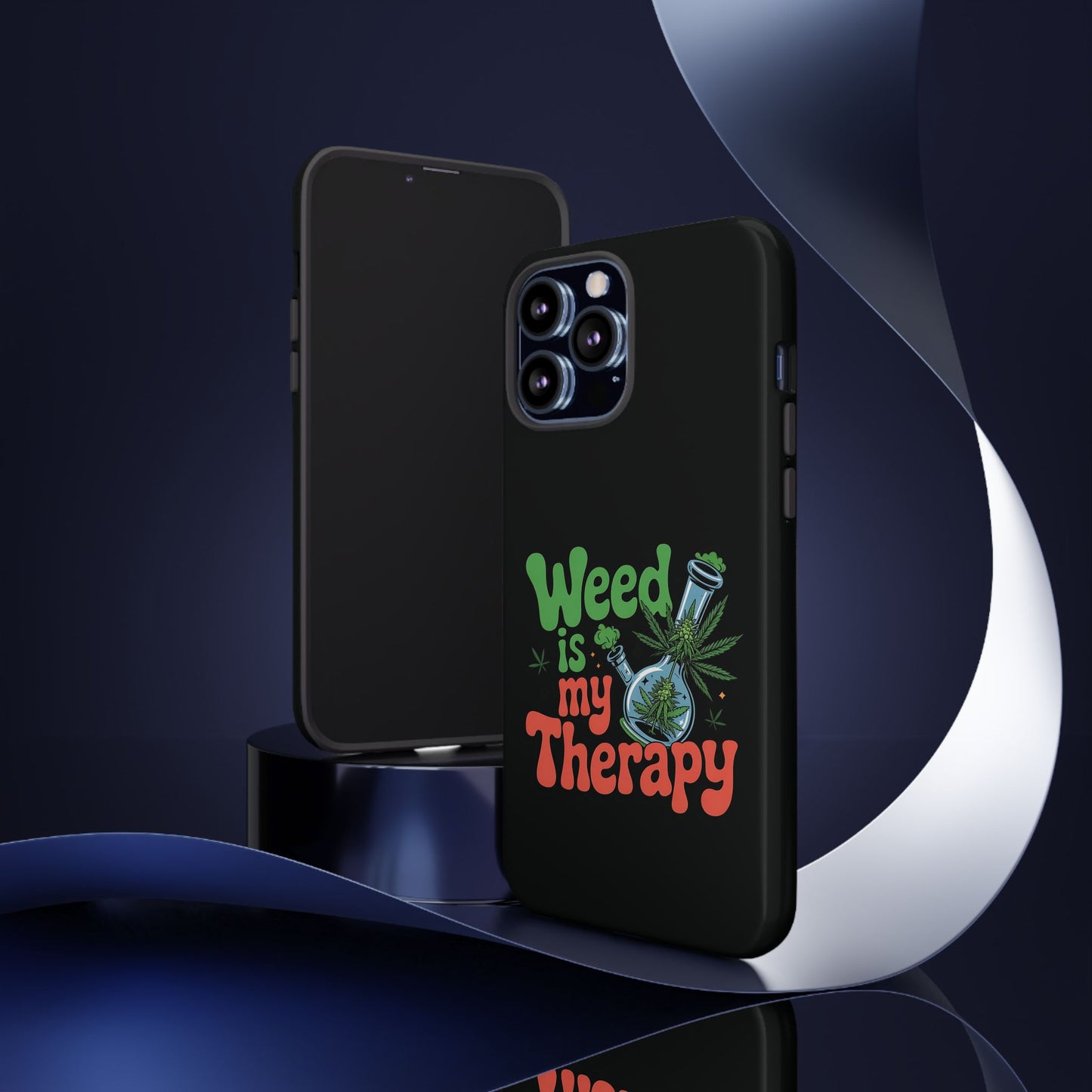 Phone Case — "Weed Is My Therapy" Retro Cannabis Design