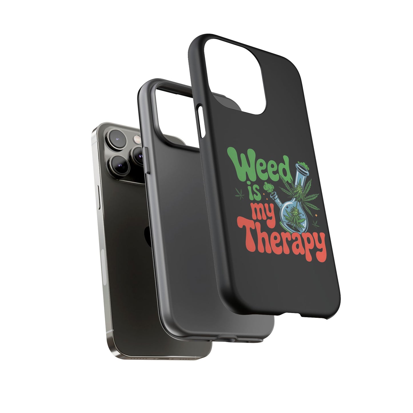 Phone Case — "Weed Is My Therapy" Retro Cannabis Design