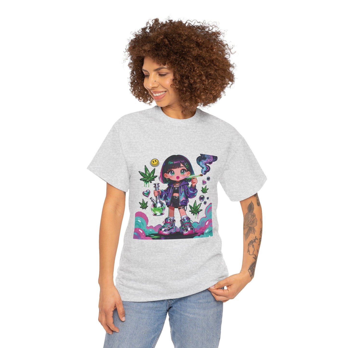 Graphic Tee — Cute Grunge Girl with 420 Art (Kawaii Stoner Aesthetic)