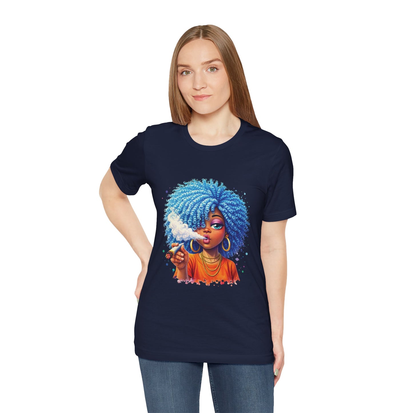 Afro Puff Vibes T-Shirt — Cool Blue Hair Graphic Tee