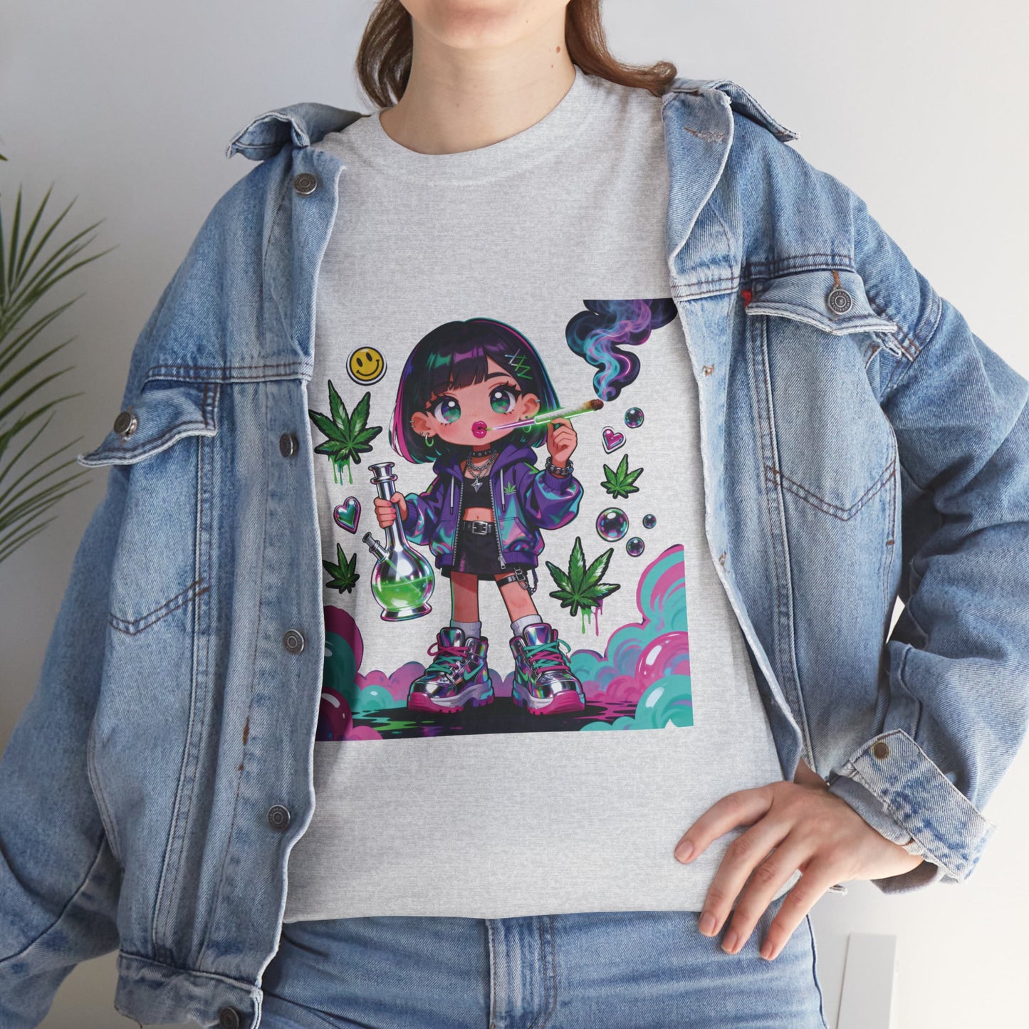 Graphic Tee — Cute Grunge Girl with 420 Art (Kawaii Stoner Aesthetic)