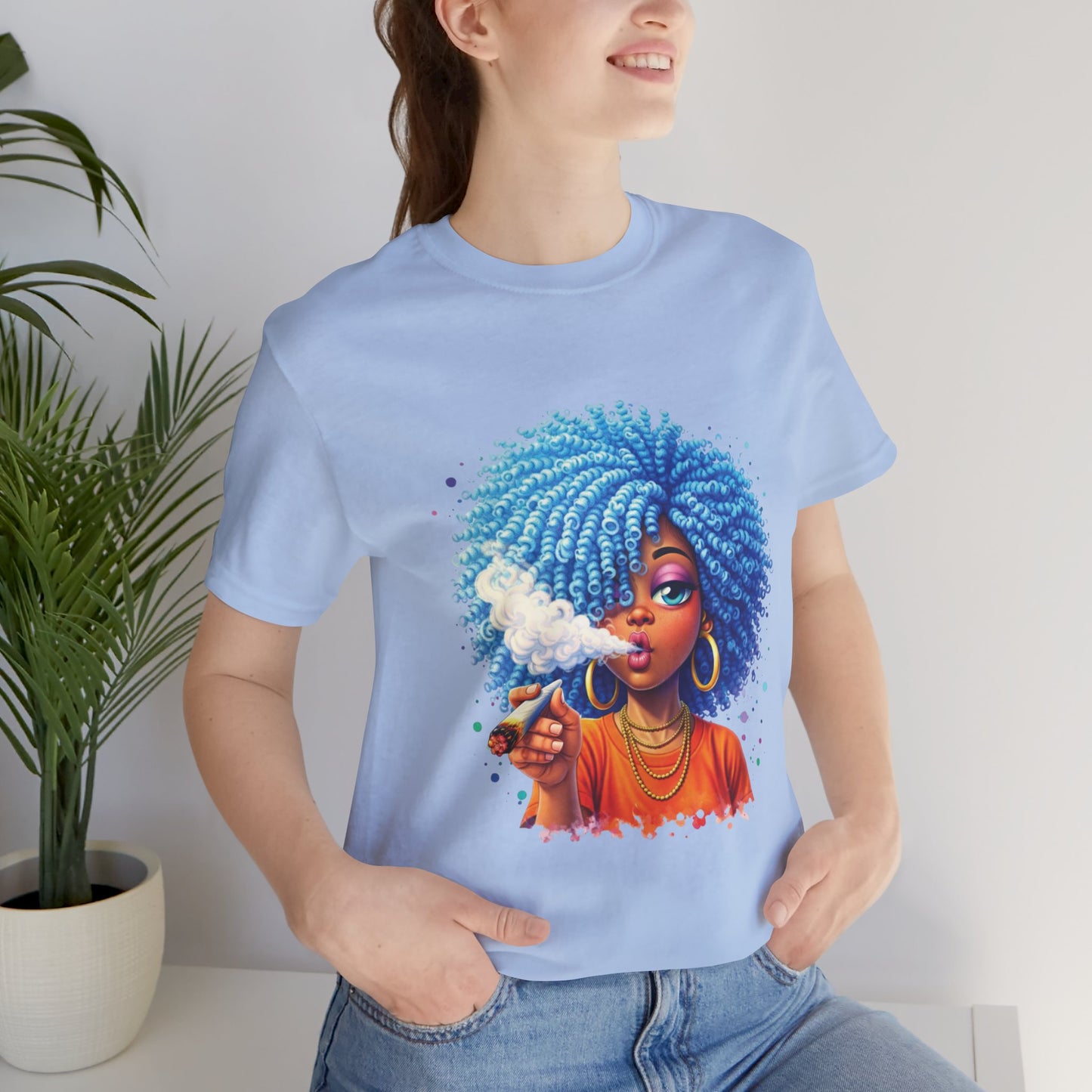 Afro Puff Vibes T-Shirt — Cool Blue Hair Graphic Tee