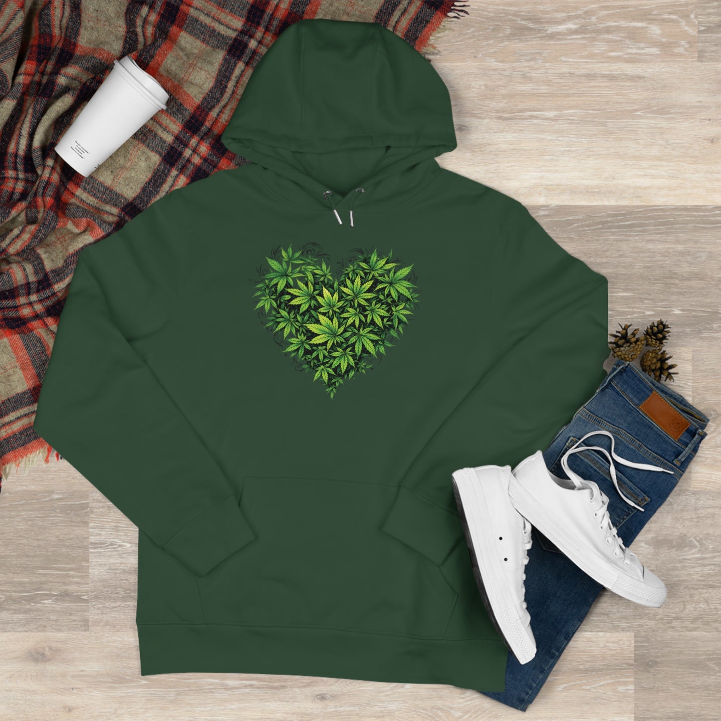 Green Heart Hoodie — 'Take the High Road' Green Heart Leaf Hoodie