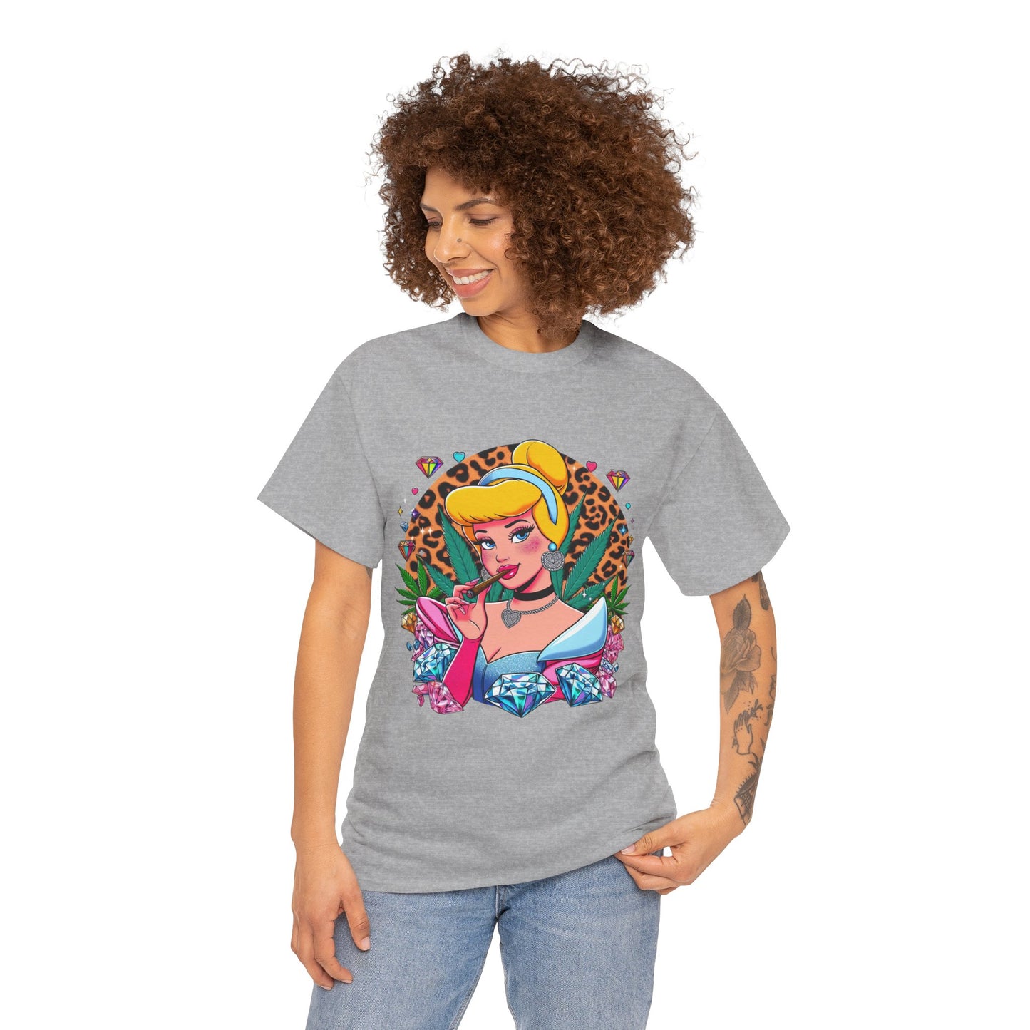 Cinderella Retro Pinup Tee — "Look Like Barbie, Smoke Like Marley" Graphic T‑Shirt