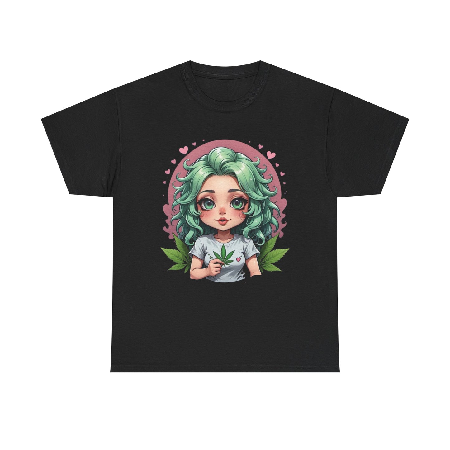Plant Girl Cute Tee — Green Hair Anime Girl Graphic T-Shirt