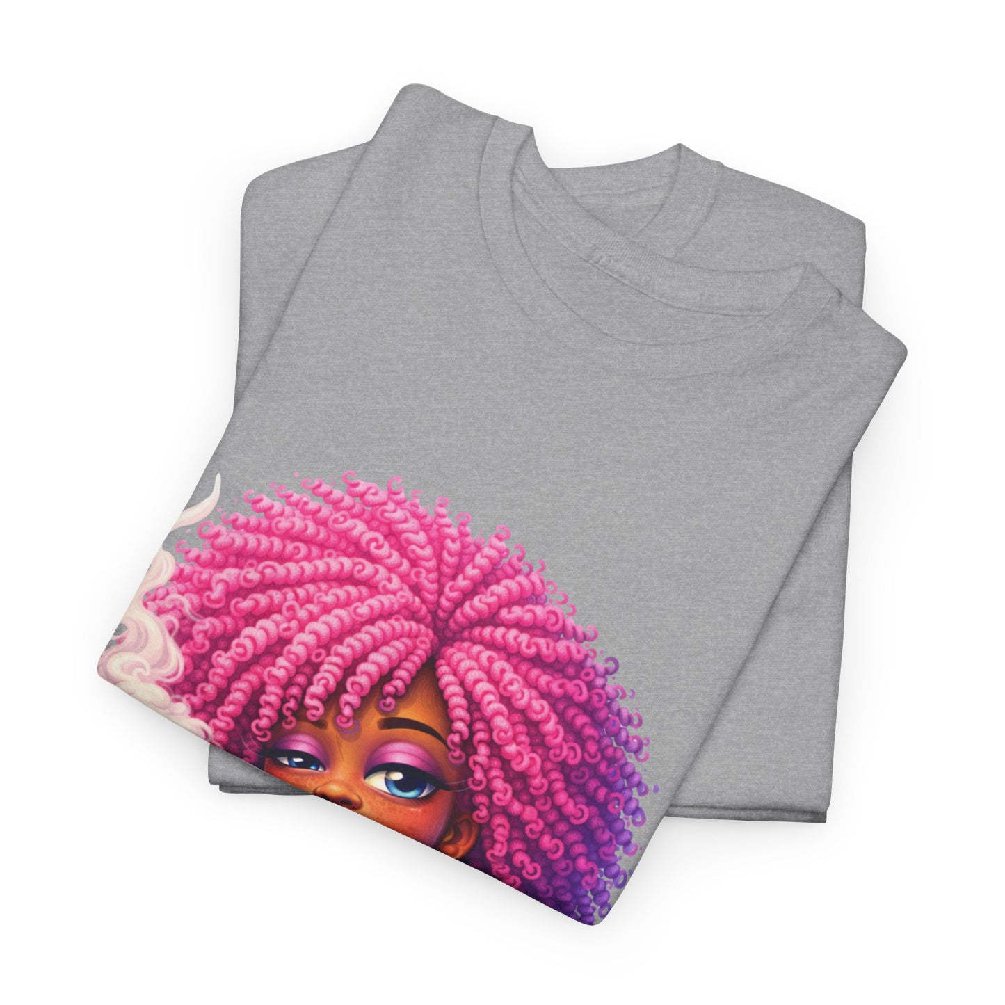 Pink Afro Girl Graphic Tee — Colorful Sassy Retro Portrait T‑Shirt