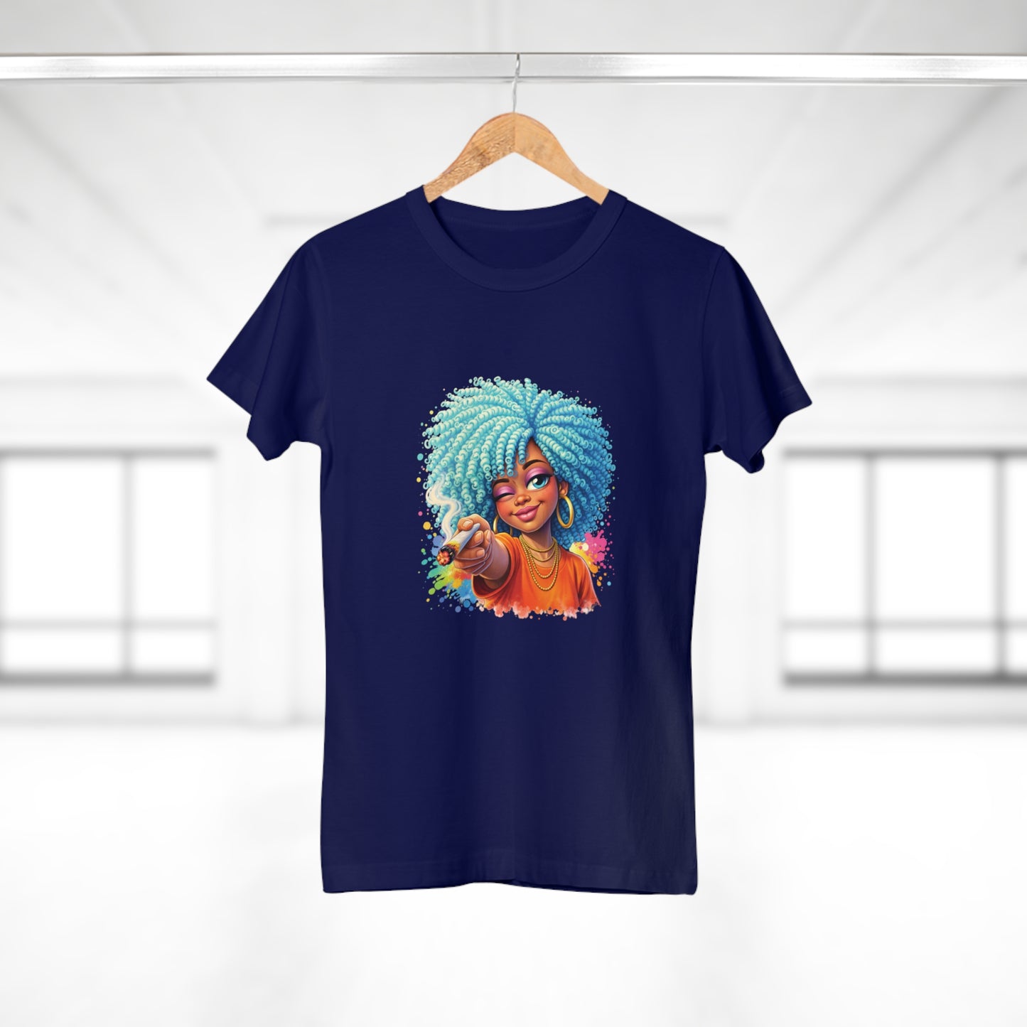 Afro Girl Pointing Graphic T-Shirt — Colorful Natural Hair Illustration Tee