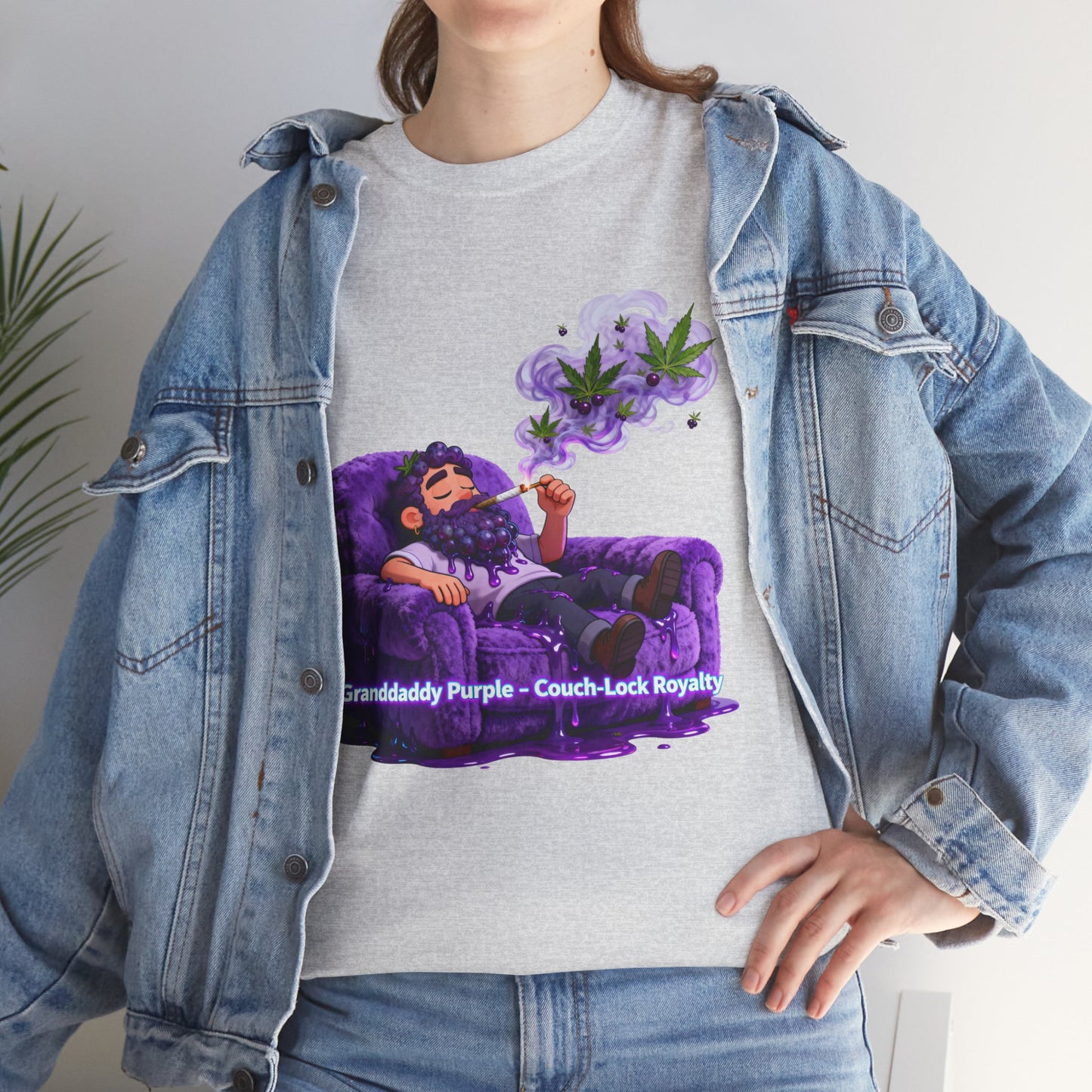 Couchlock Purple T‑Shirt — 'Couchlock Purple • Couch Back Slayin'' Relaxed Weed Vibe Tee
