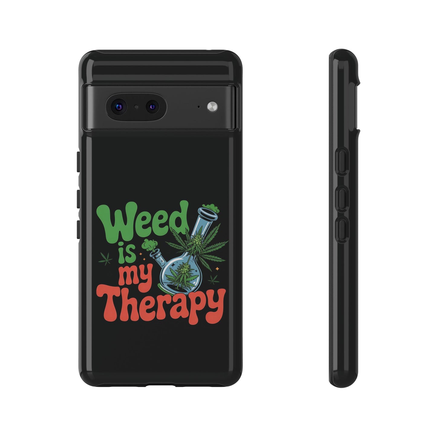 Phone Case — "Weed Is My Therapy" Retro Cannabis Design