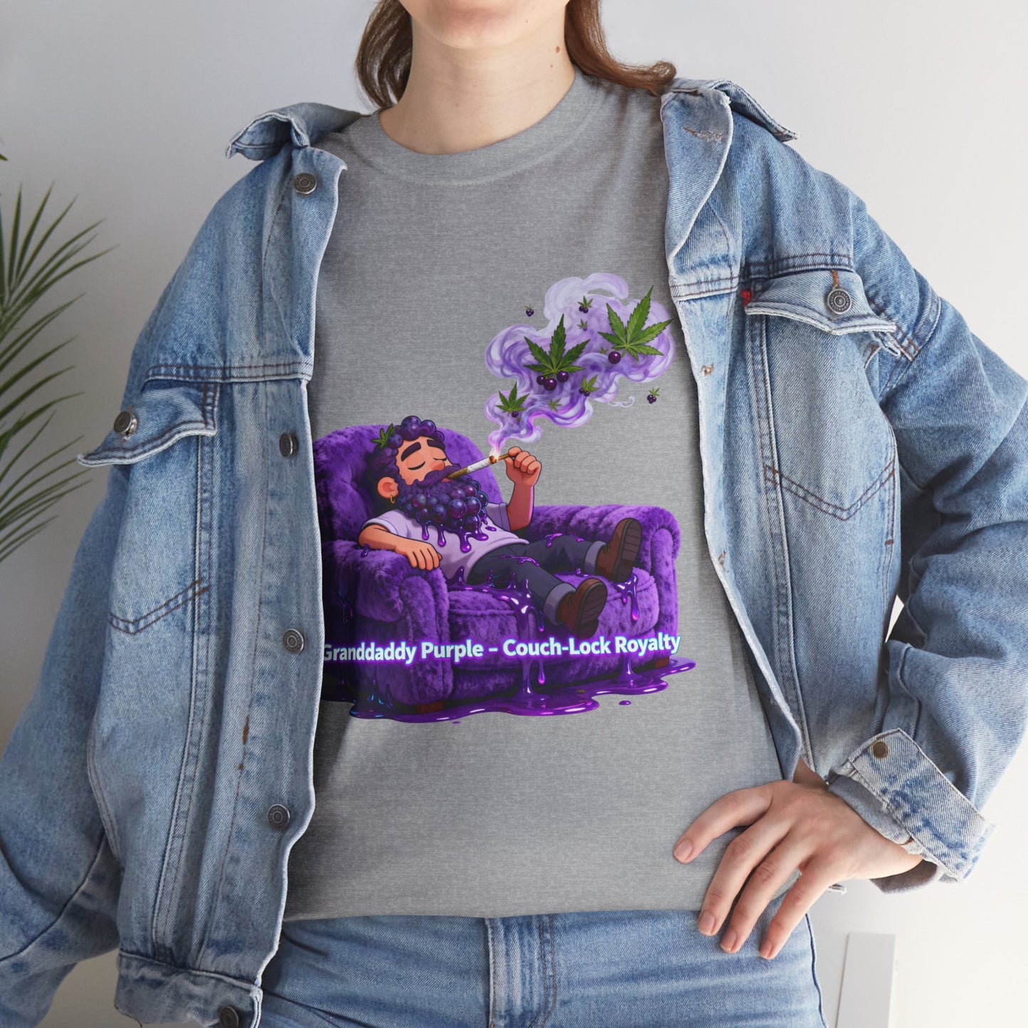 Couchlock Purple T‑Shirt — 'Couchlock Purple • Couch Back Slayin'' Relaxed Weed Vibe Tee