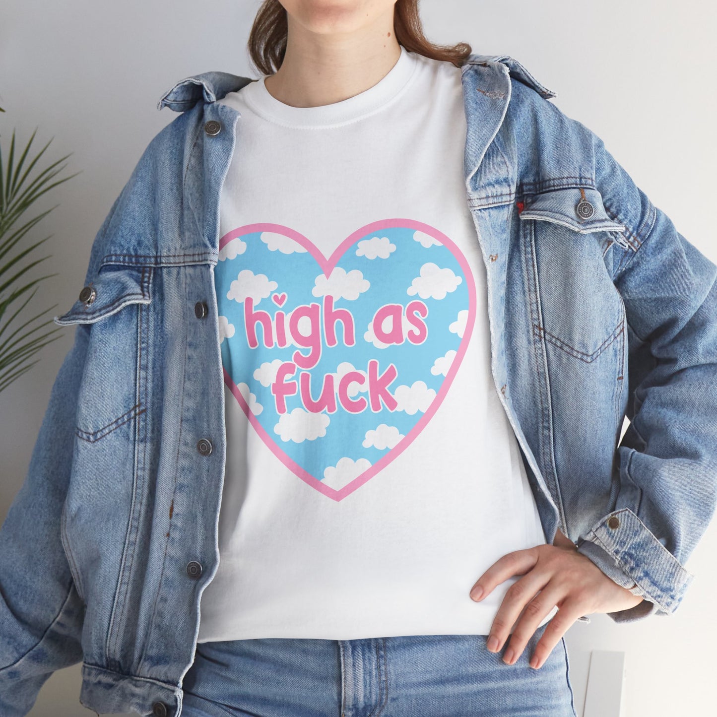 High as F*** Heart Tee — Cute Pastel Cloud Graphic T-Shirt