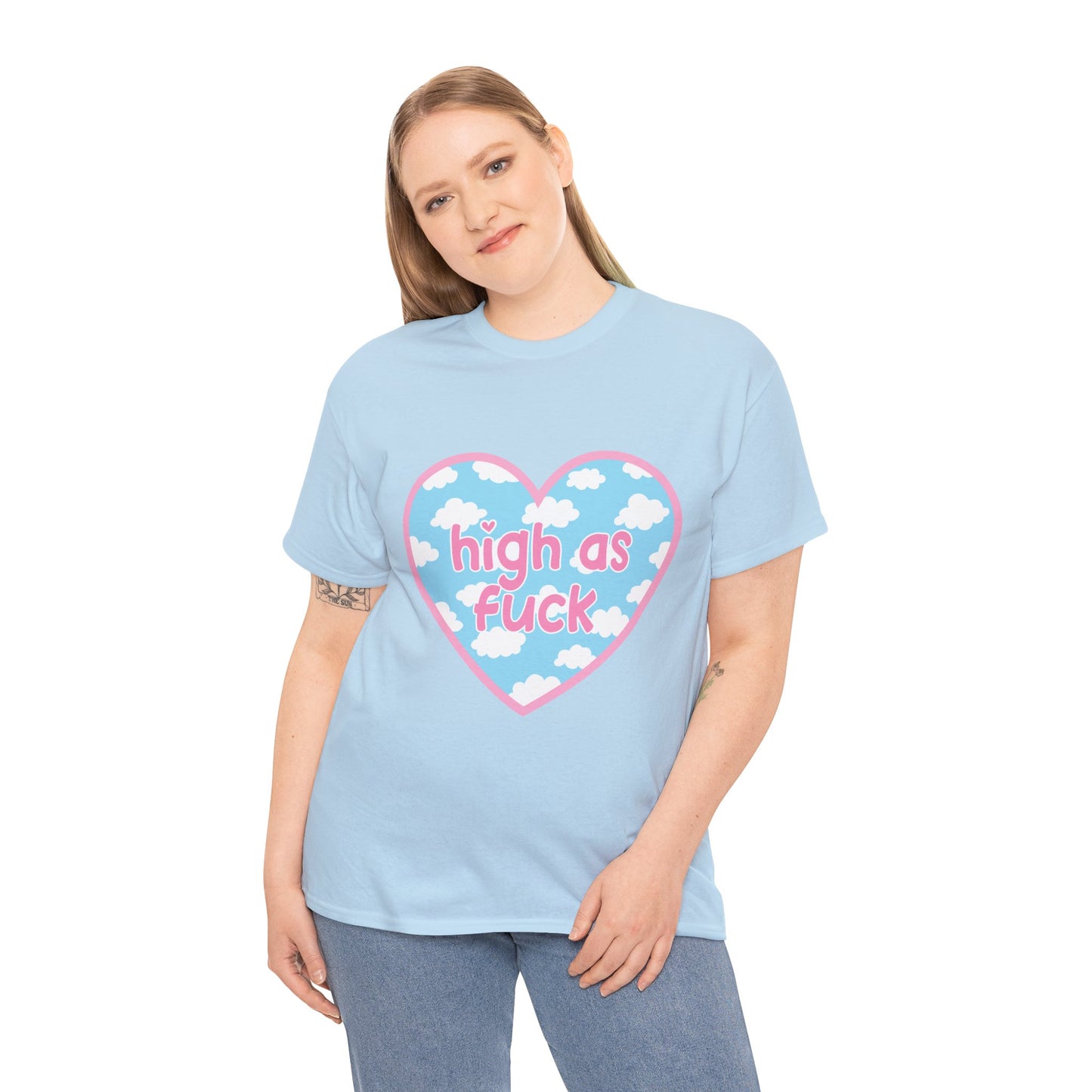 High as F*** Heart Tee — Cute Pastel Cloud Graphic T-Shirt