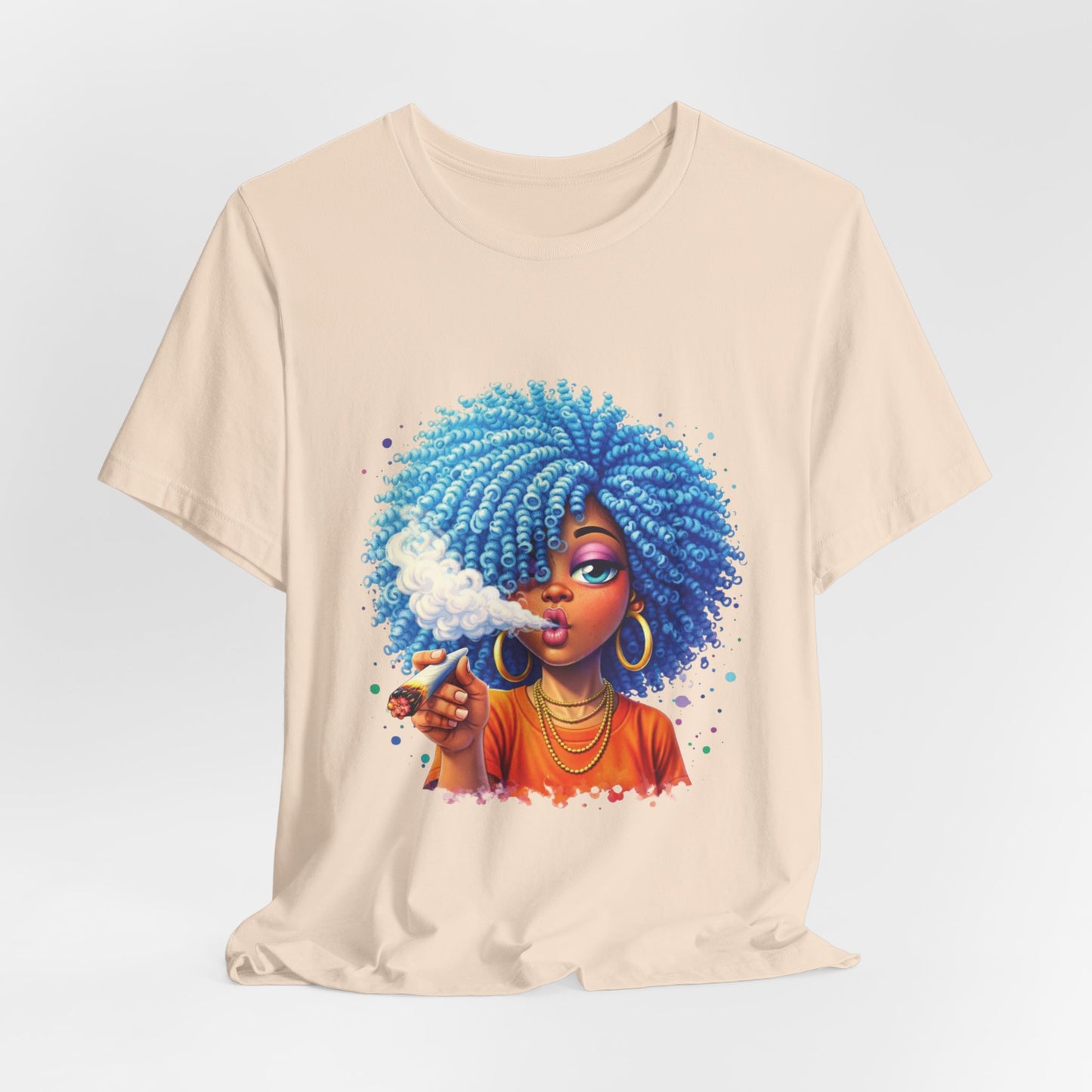 Afro Puff Vibes T-Shirt — Cool Blue Hair Graphic Tee
