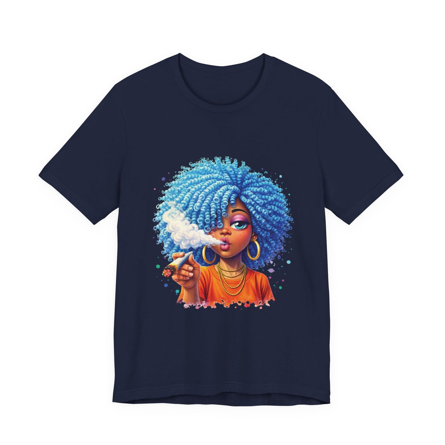 Afro Puff Vibes T-Shirt — Cool Blue Hair Graphic Tee