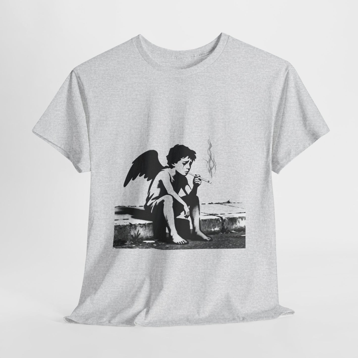 Angel Smoking Graphic Tee — Vintage Cherub Streetwear T-Shirt