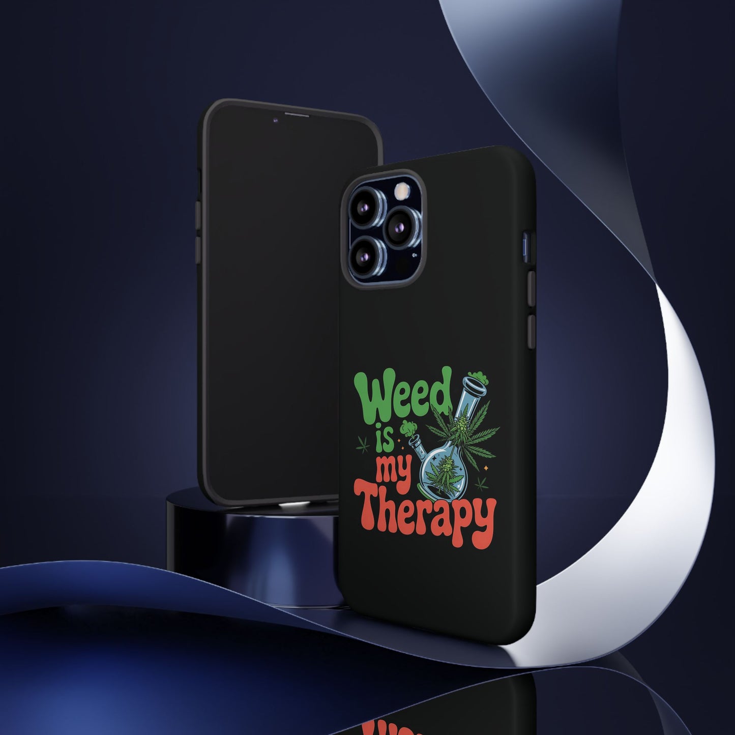 Phone Case — "Weed Is My Therapy" Retro Cannabis Design