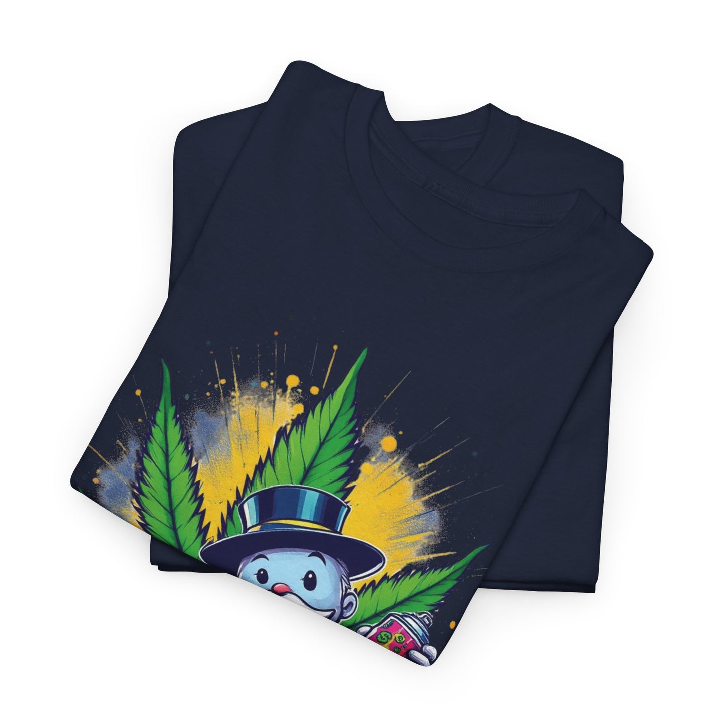 Cute Stoner Holiday Tee with Leaf and Spray Can