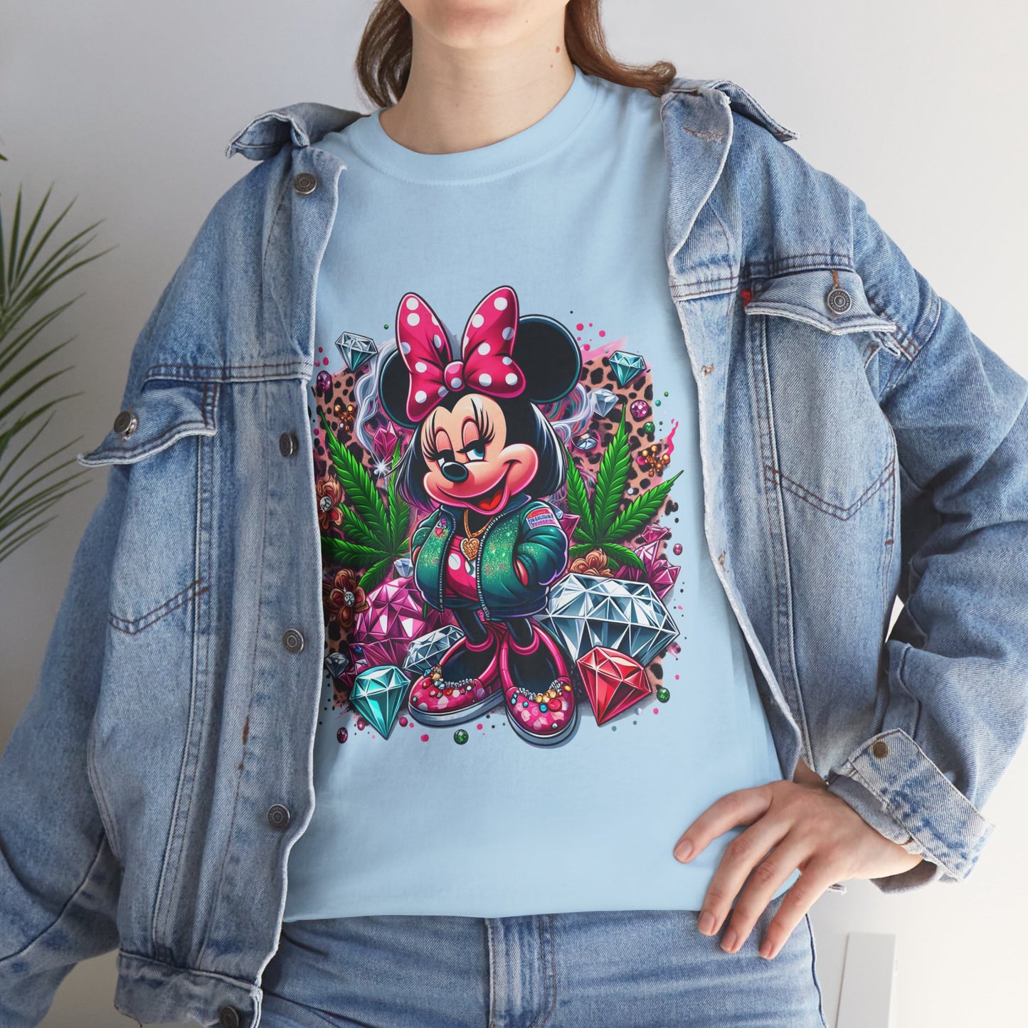 Minnie Mouse Floral Gem Tee — Cute Cartoon 420 Graphic T-Shirt