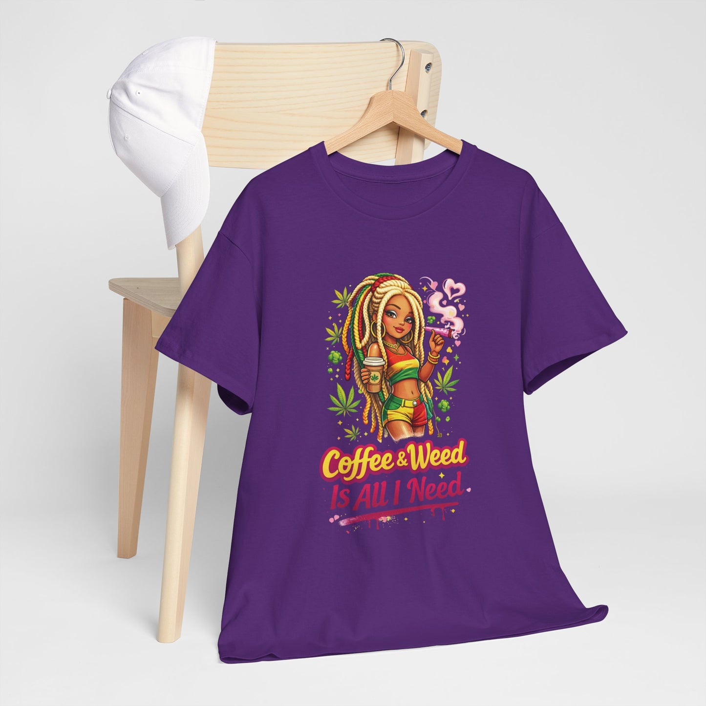 T-Shirt — "Coffee & Weed Is All I Need" Rasta Vibe Graphic Tee
