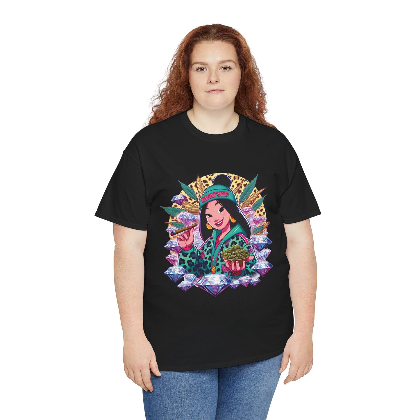 Mulan Floral Portrait T‑Shirt — Vibrant Asian Princess Illustration Tee