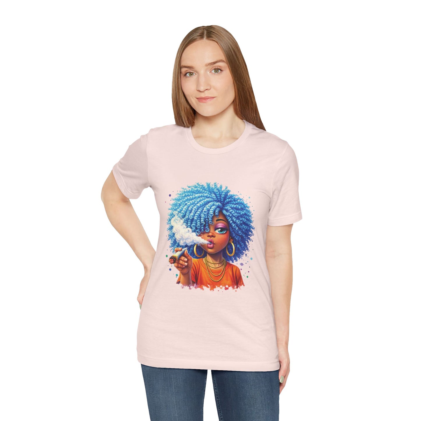 Afro Puff Vibes T-Shirt — Cool Blue Hair Graphic Tee