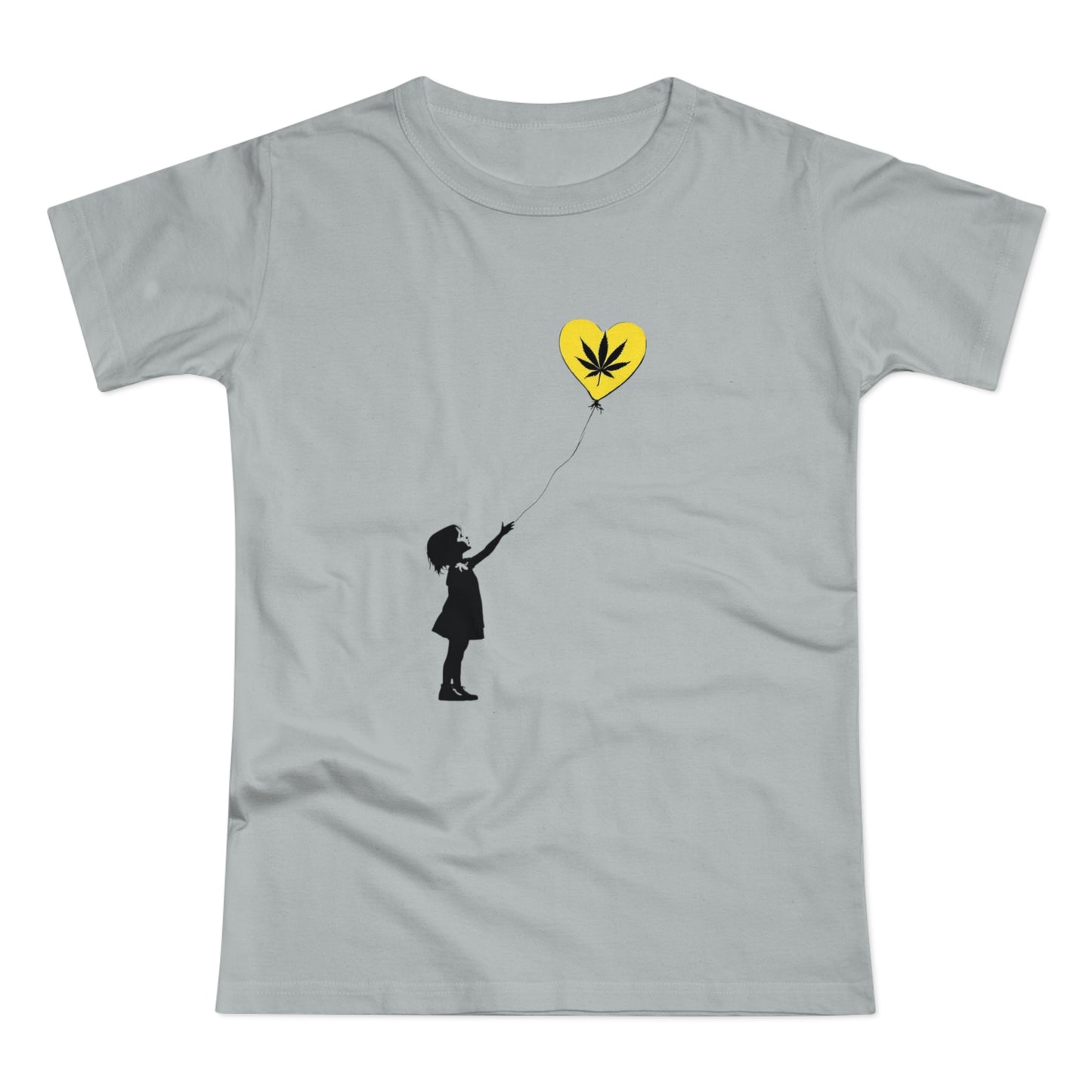 Women’s T-Shirt — Girl with Heart Balloon Weed Leaf Graphic