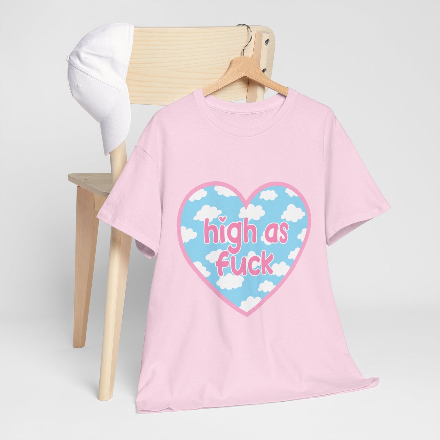 High as F*** Heart Tee — Cute Pastel Cloud Graphic T-Shirt