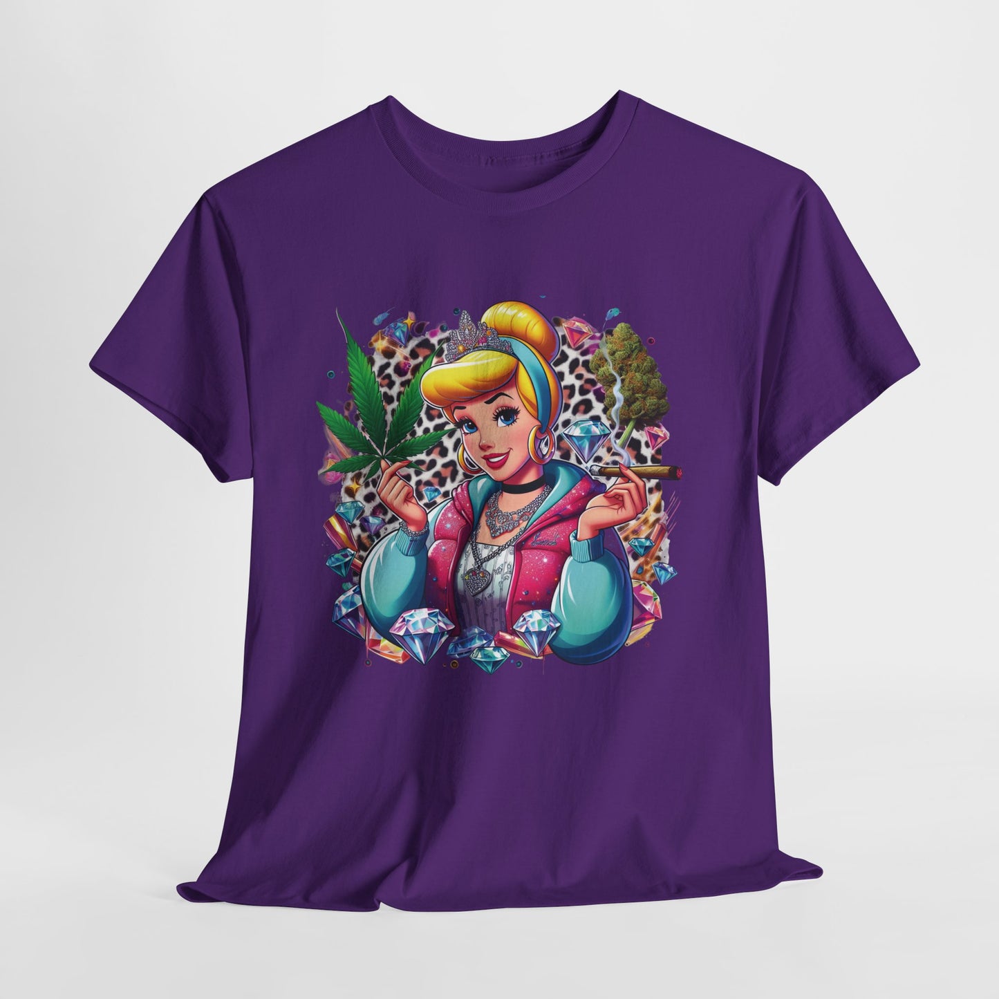 Cinderella Stoner Graphic Tee — Retro Princess Smoking Weed Art Shirt