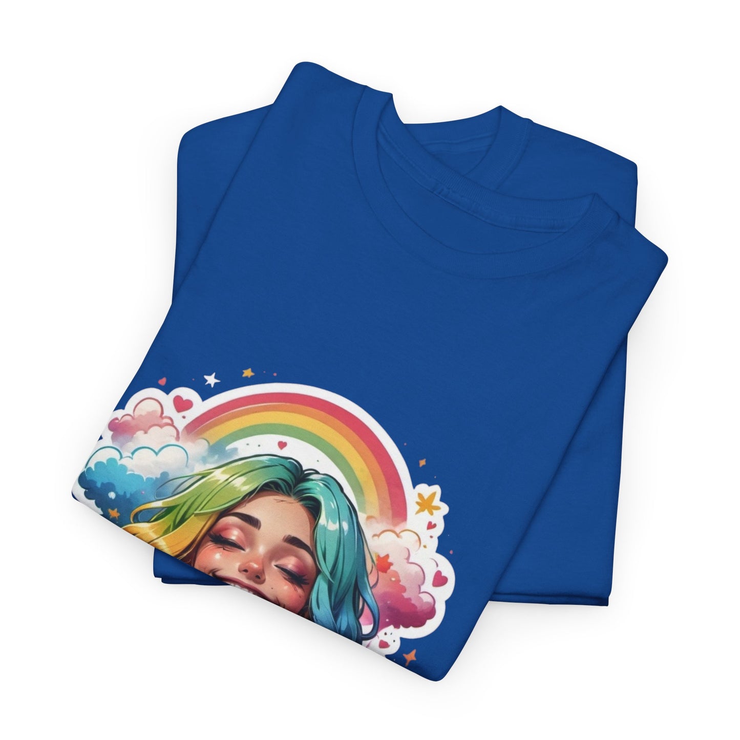 Rainbow Girl T-Shirt — Colorful Smiling Portrait Tee