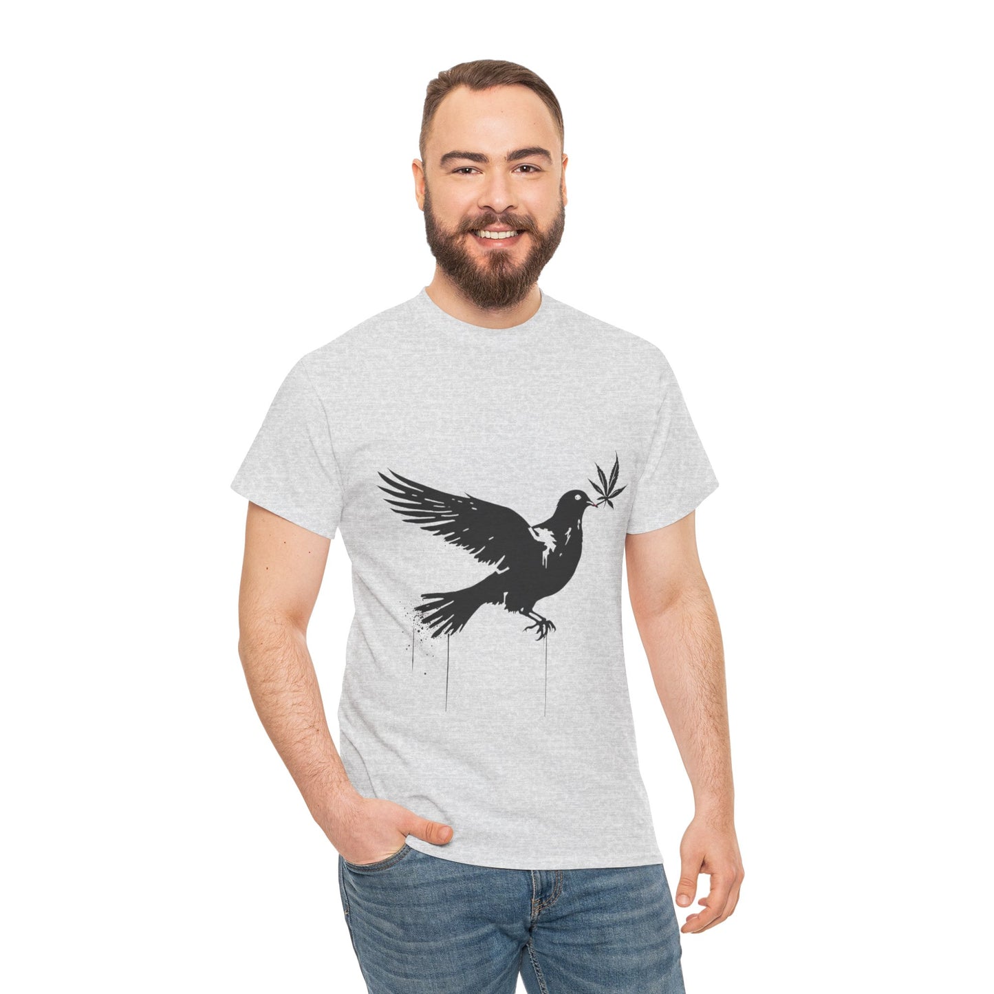 Dove with Weed Leaf Tee — Peace Dove Graphic T-Shirt