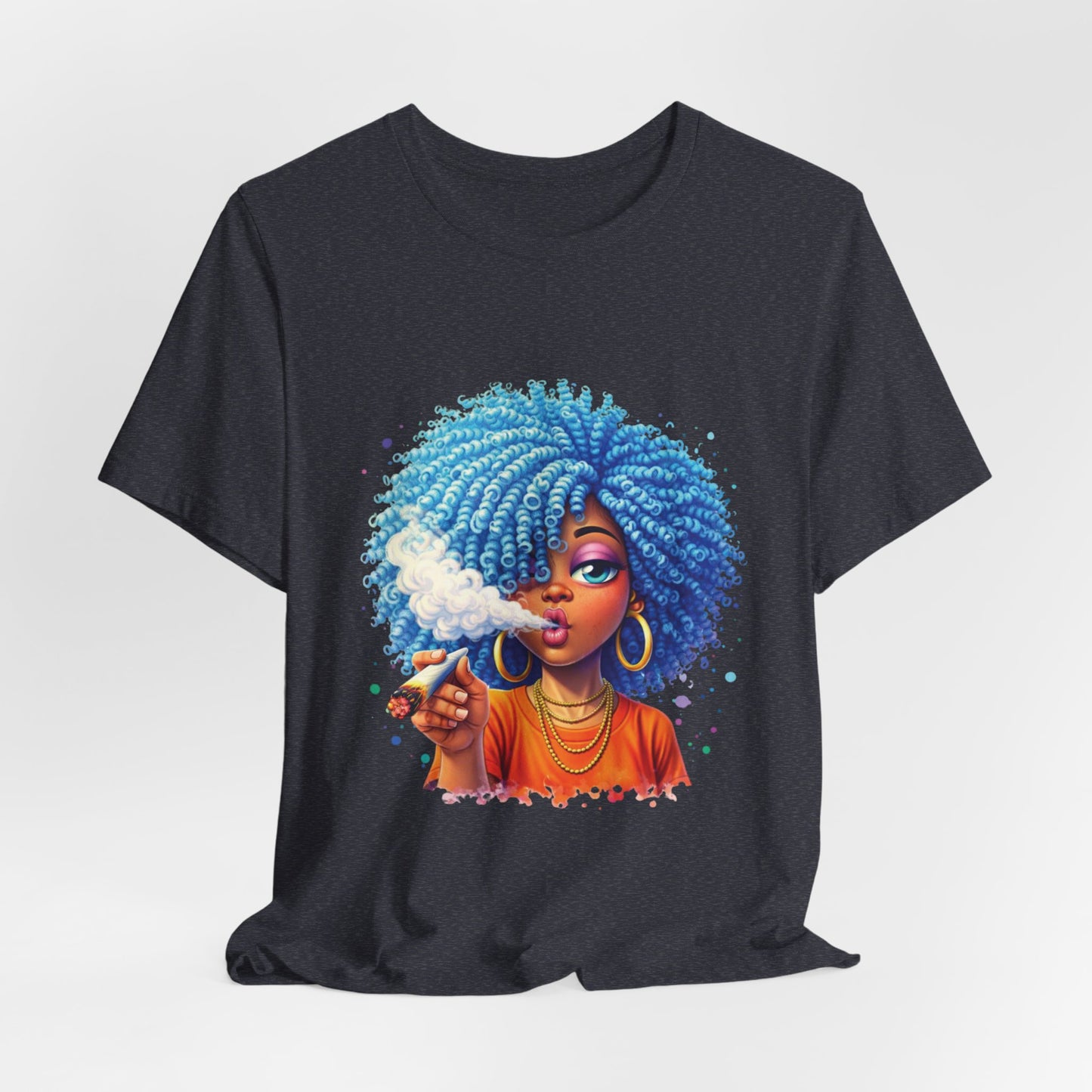 Afro Puff Vibes T-Shirt — Cool Blue Hair Graphic Tee