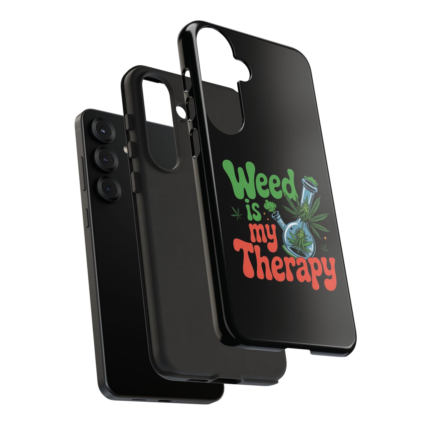 Phone Case — "Weed Is My Therapy" Retro Cannabis Design