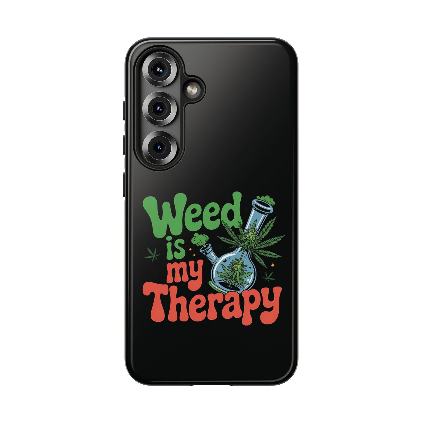 Phone Case — "Weed Is My Therapy" Retro Cannabis Design