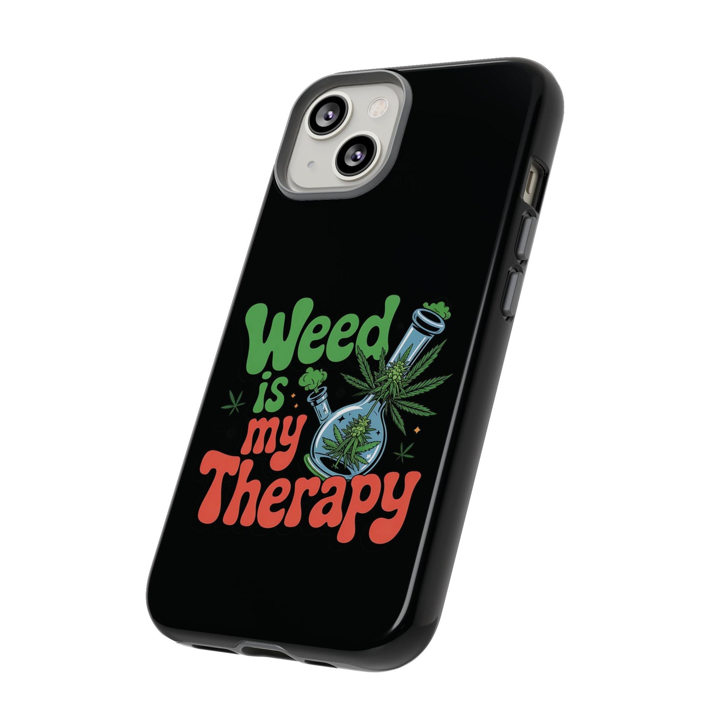 Phone Case — "Weed Is My Therapy" Retro Cannabis Design