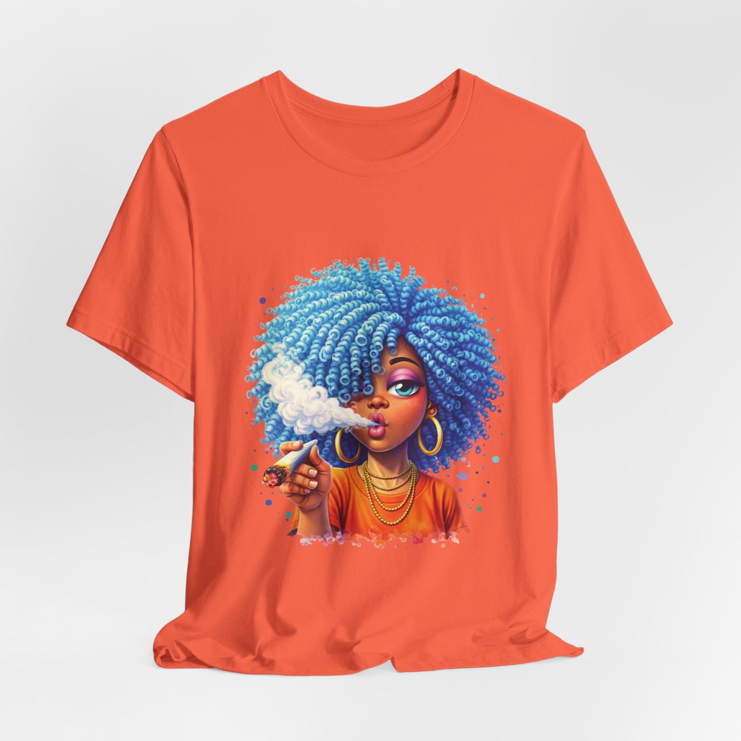 Afro Puff Vibes T-Shirt — Cool Blue Hair Graphic Tee