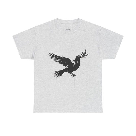 Dove with Weed Leaf Tee — Peace Dove Graphic T-Shirt