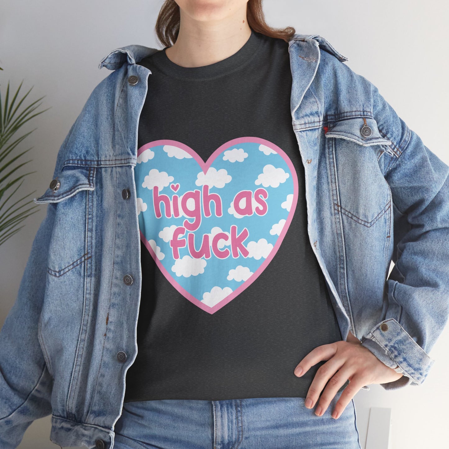 High as F*** Heart Tee — Cute Pastel Cloud Graphic T-Shirt