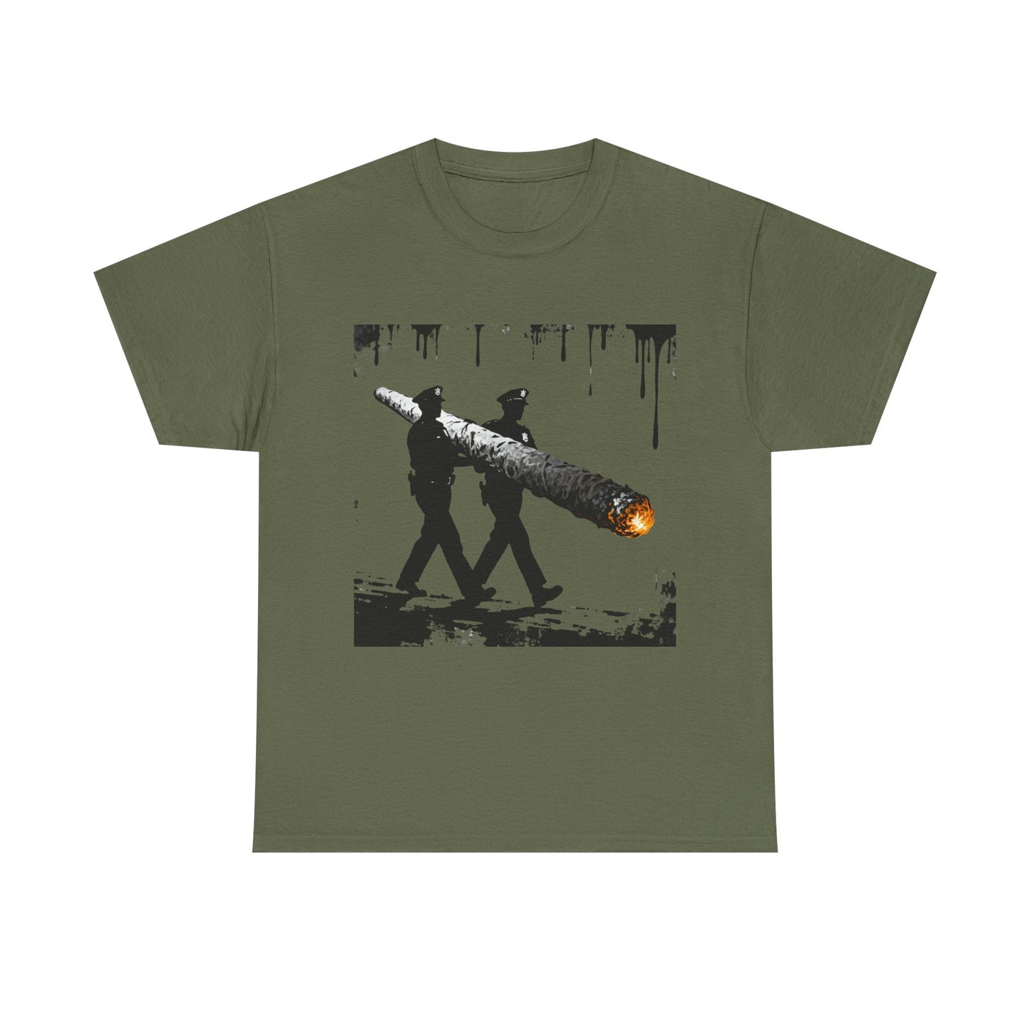Graphic Tee — Police Carrying a Giant Burning Cigar Street Art Design